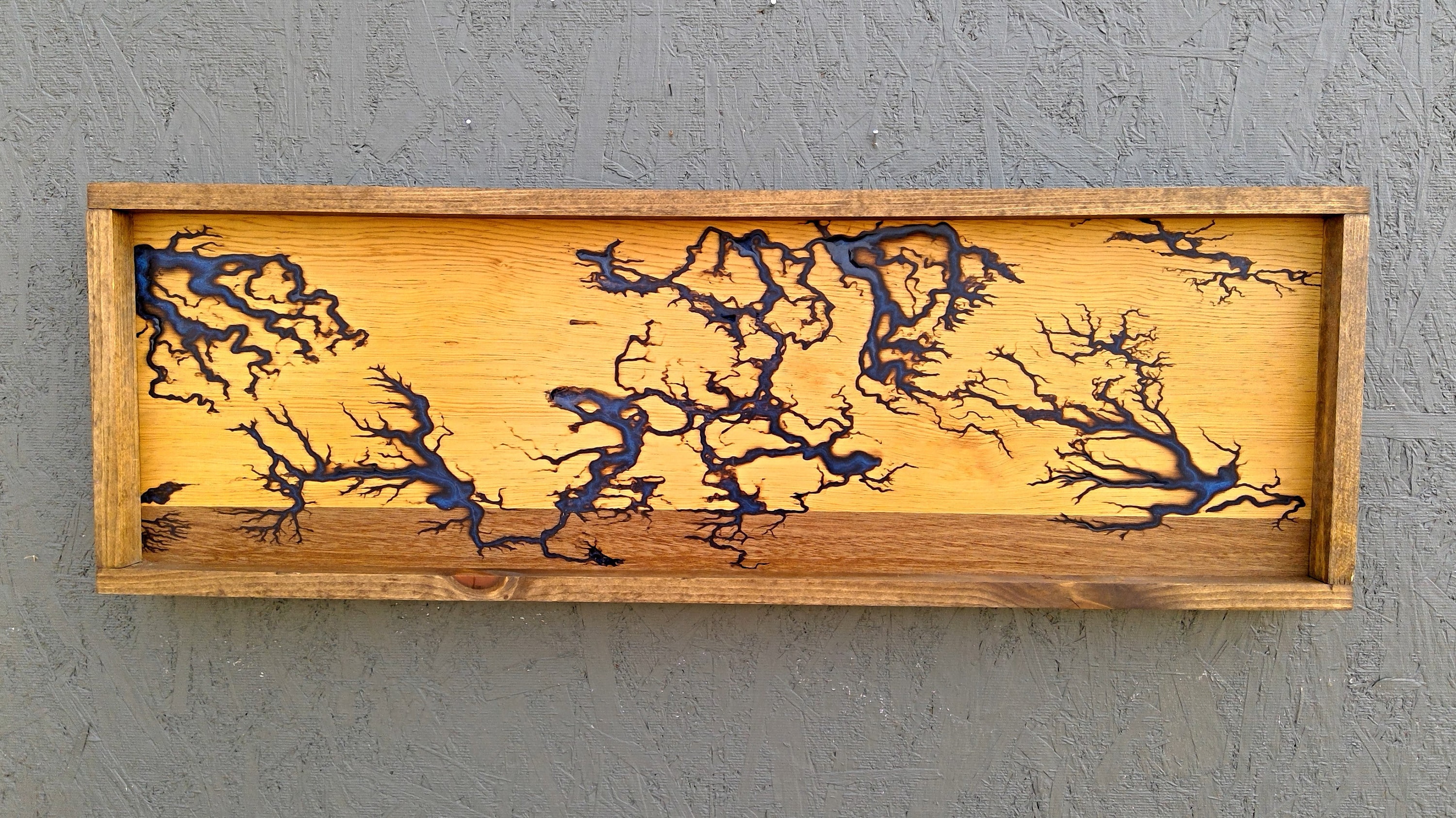 Wood wall art hand made with beautiful burns etched into the wood