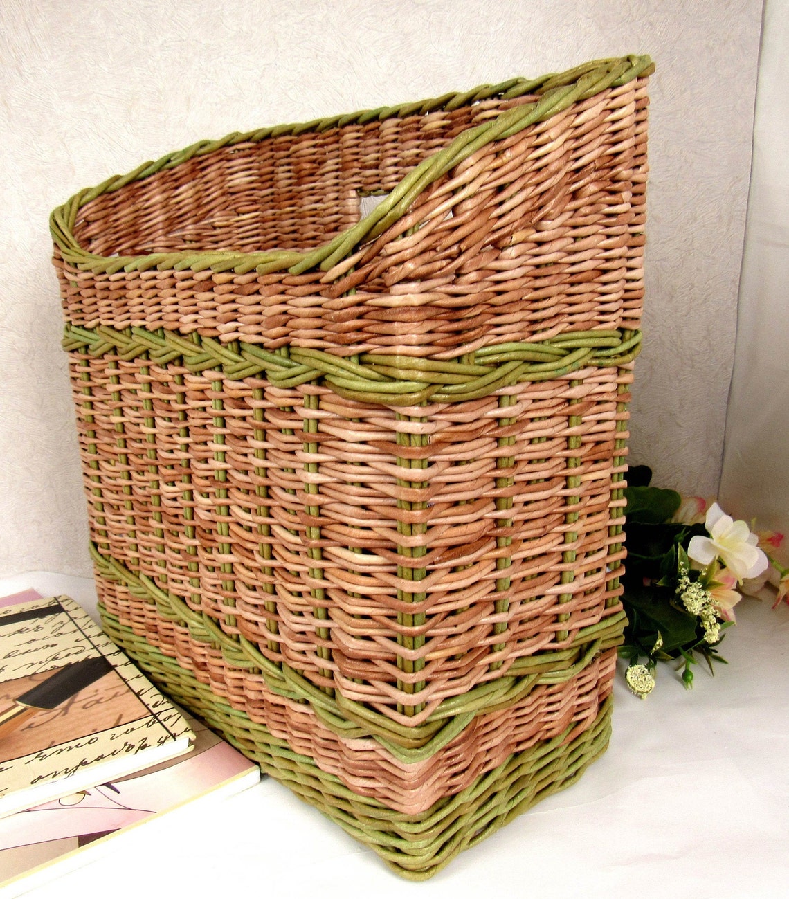 Wicker Magazine Rack for Great Interior Сonvenient Entryway Etsy