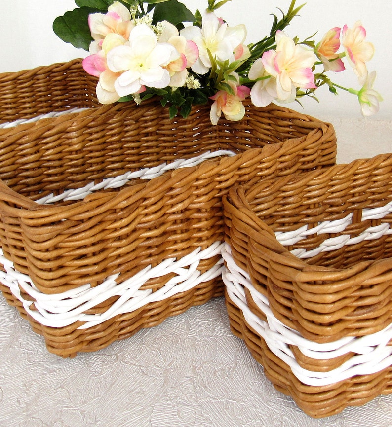 Panier rectangulaire en osier Boîte de rangement en osier Etsy