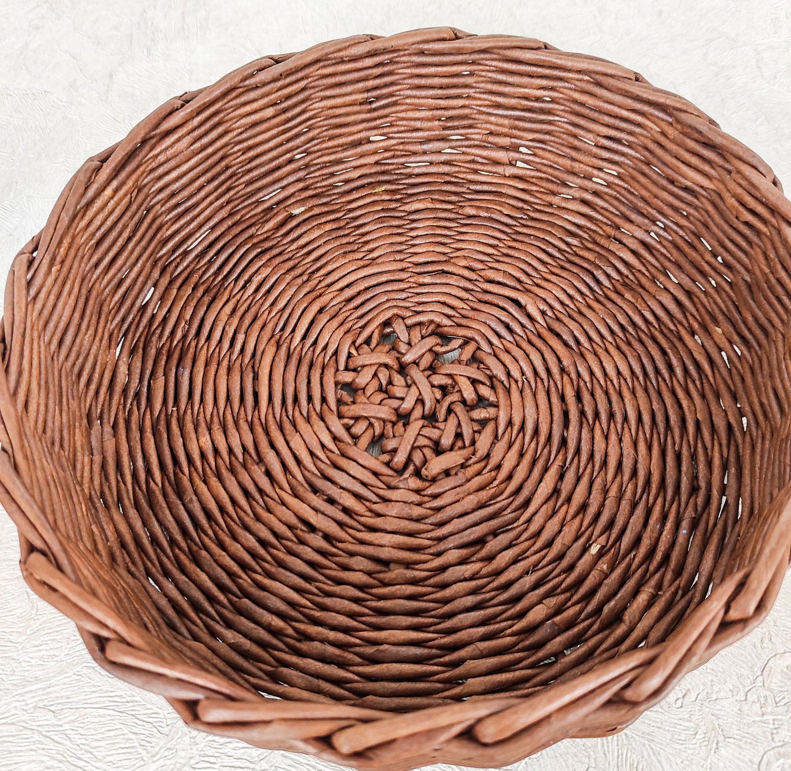 Round wicker bread basket for a rustic kitchen Brown serving Etsy