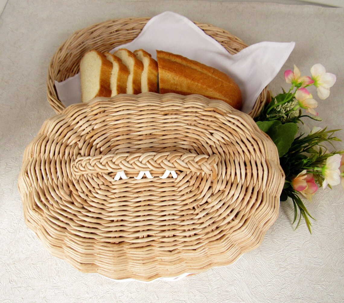 Cesta de pan de mimbre con tapa para mesa Trastero cesta de Etsy Cesta de pan de mimbre con tapa para mesa Trastero cesta de Etsy