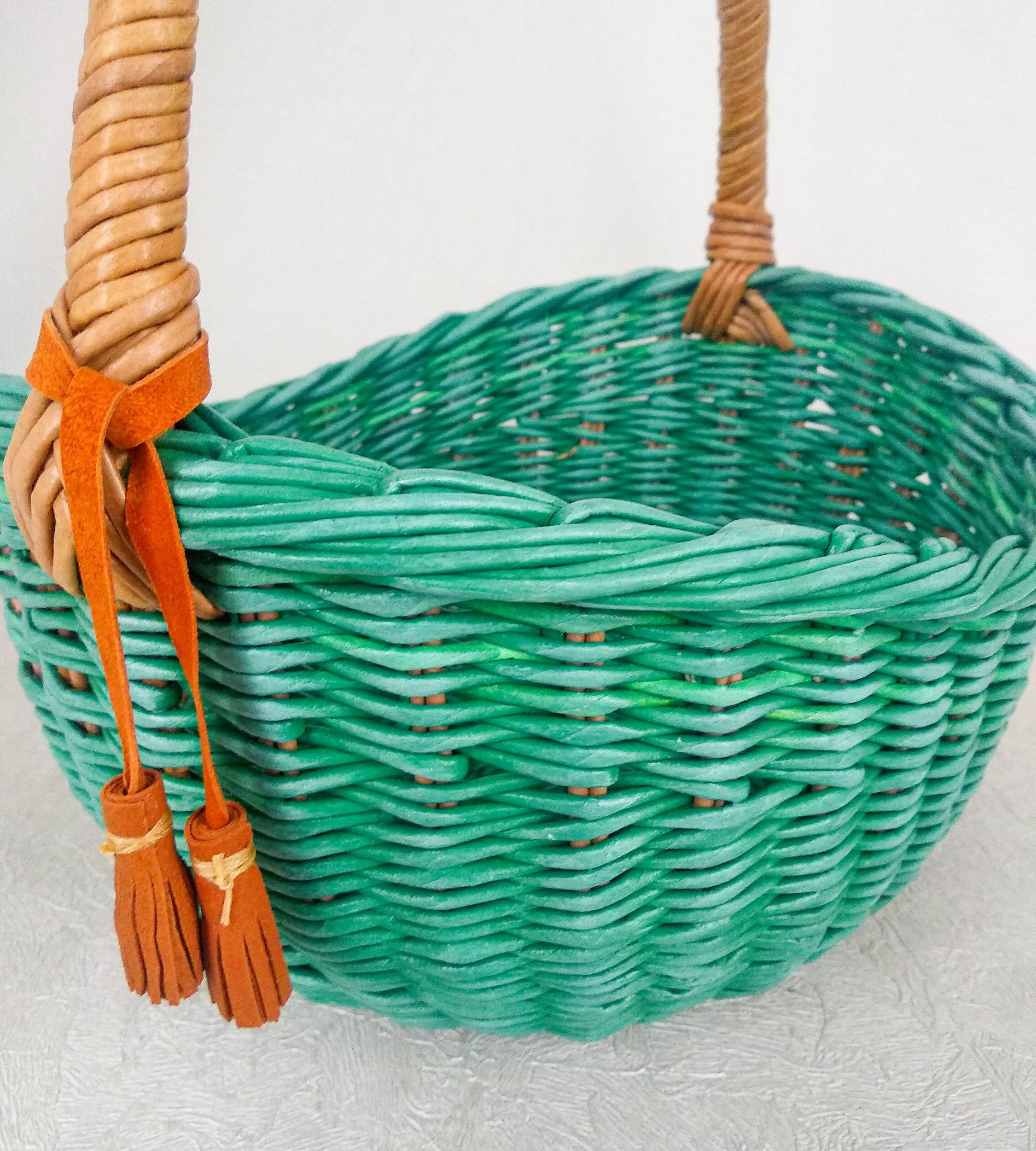 Wicker fruits basket with leather handle Wicker picnic basket Etsy