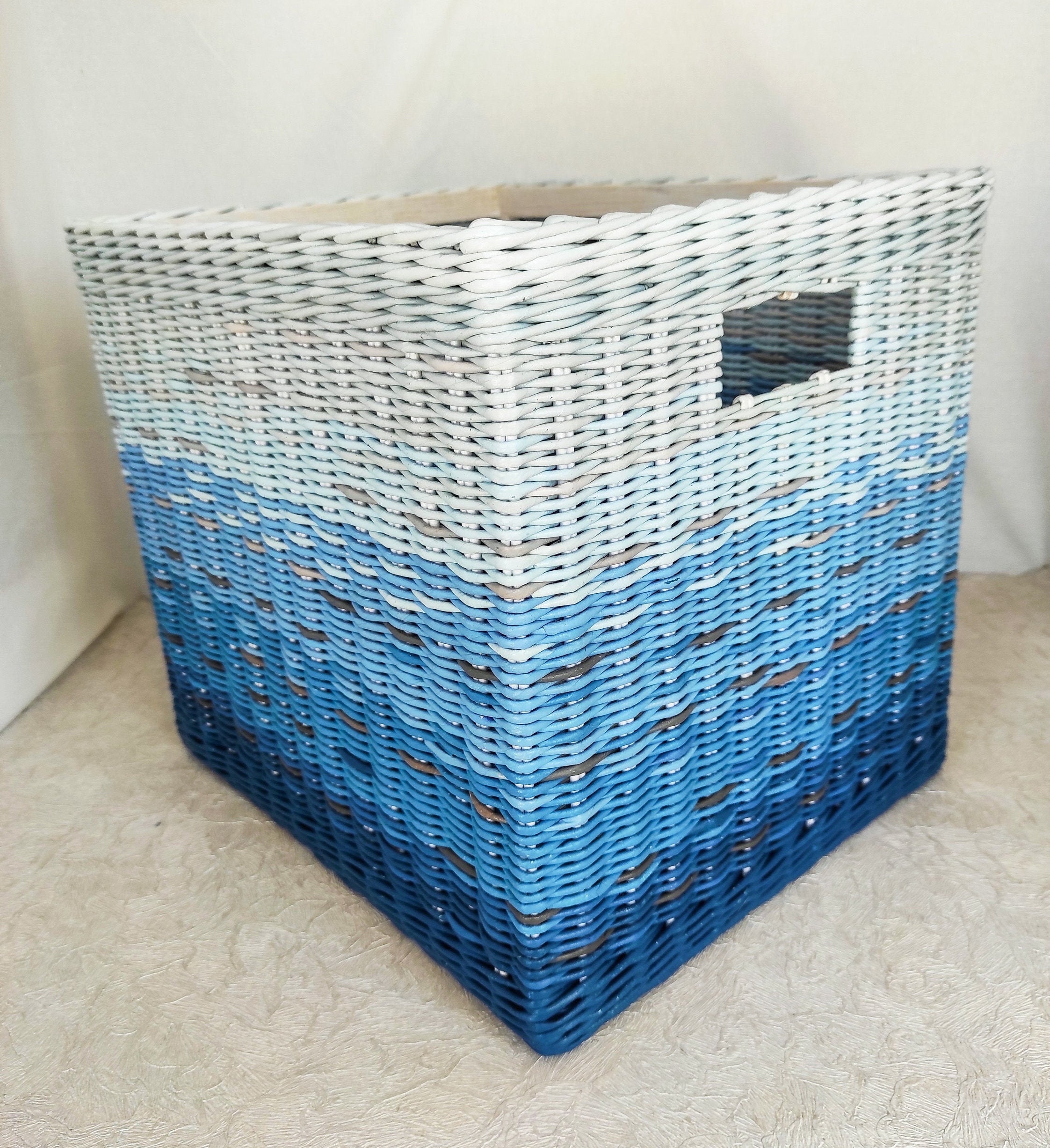 Wicker kallax basket with handles for storing toys or laundry Etsy
