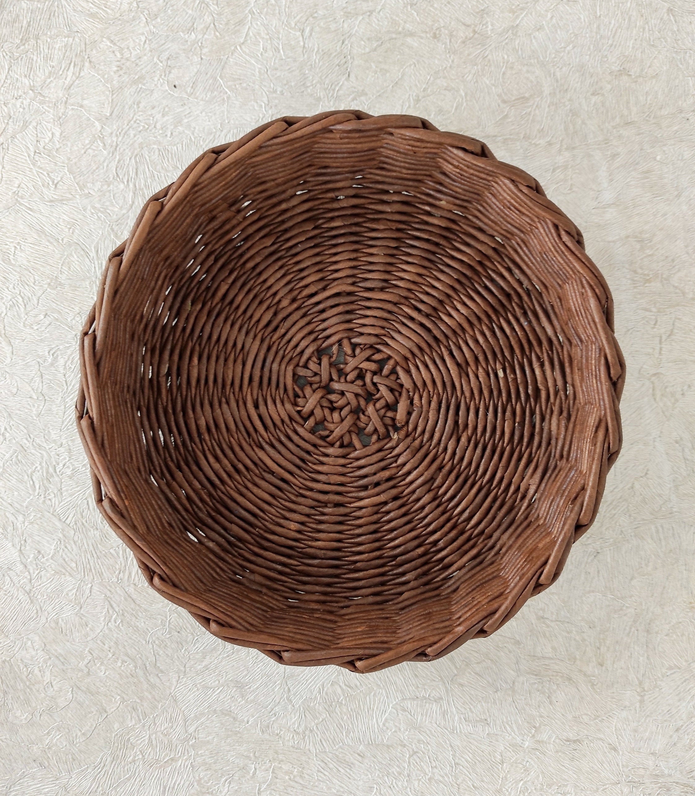 Round wicker bread basket for a rustic kitchen Brown serving Etsy