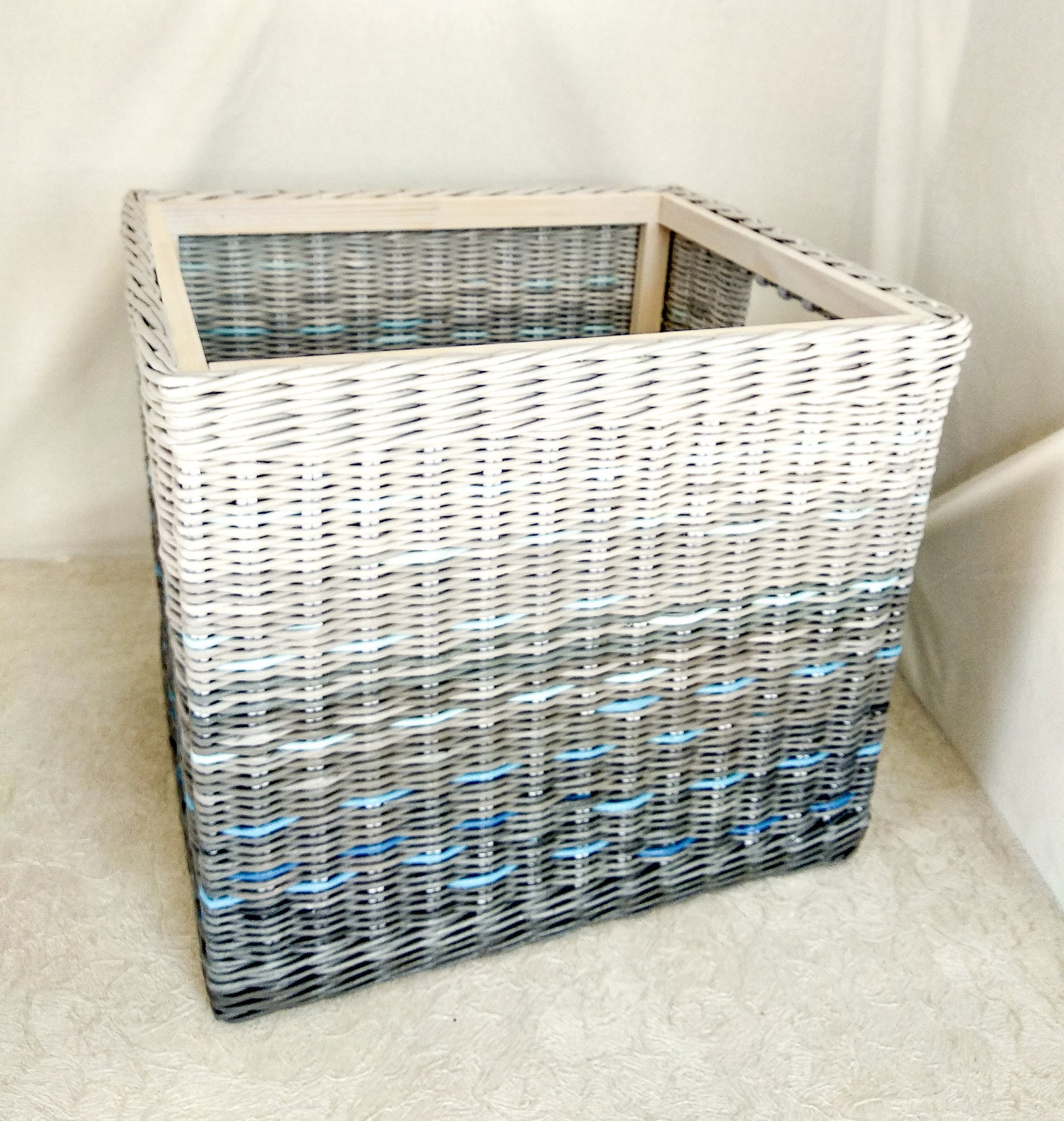 Wicker kallax basket with handles for storing toys or laundry Etsy