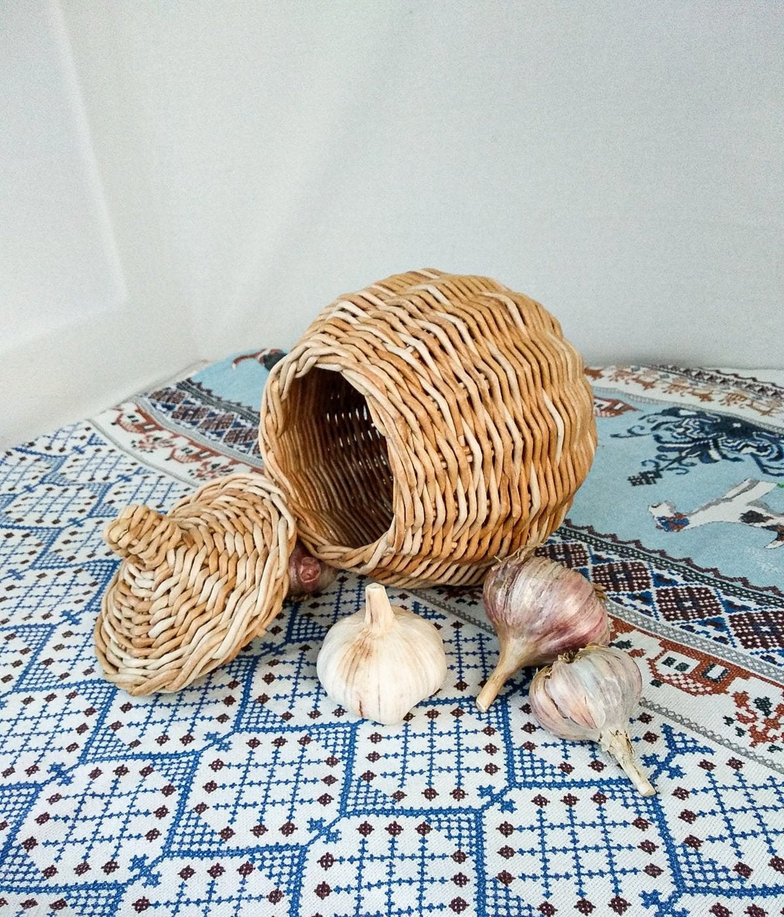 Wicker garlic keeper for storage kitchen Garlic pot is small Etsy