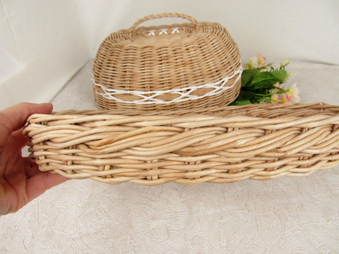 Wicker lidded bread storage basket for kitchen Bread basket Etsy