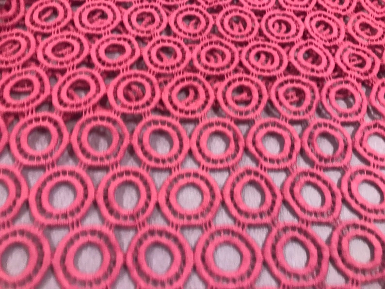 Rose pink Corded Embroidery Lace Fabric 50\u201d Width Sold By The Yard