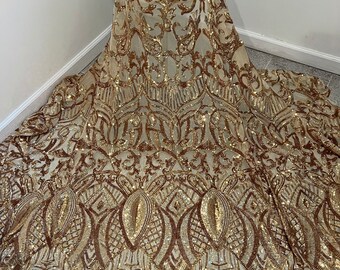 Red Gold 1way Stretch Embroidered Lace Mesh Fabric 50 Width Sold by the ...