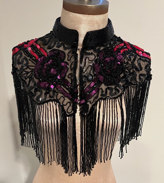 Multicolore pesante frangia perline paillettes ricamo pizzo