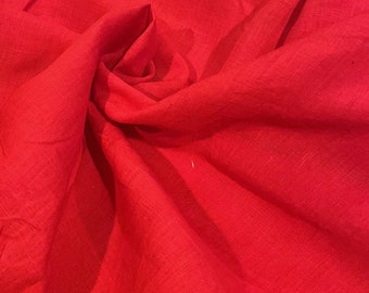 Red 100% linen Fabric 56” Width Sold By The Yard