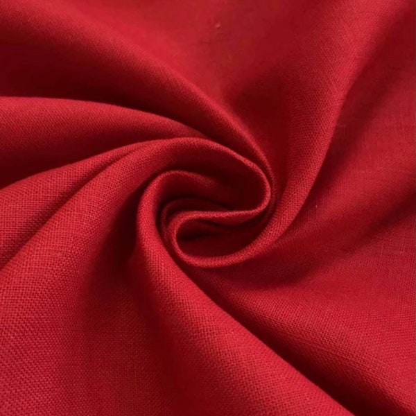 Red linen/rayon blend fabric 54” Width Sold By The Yard