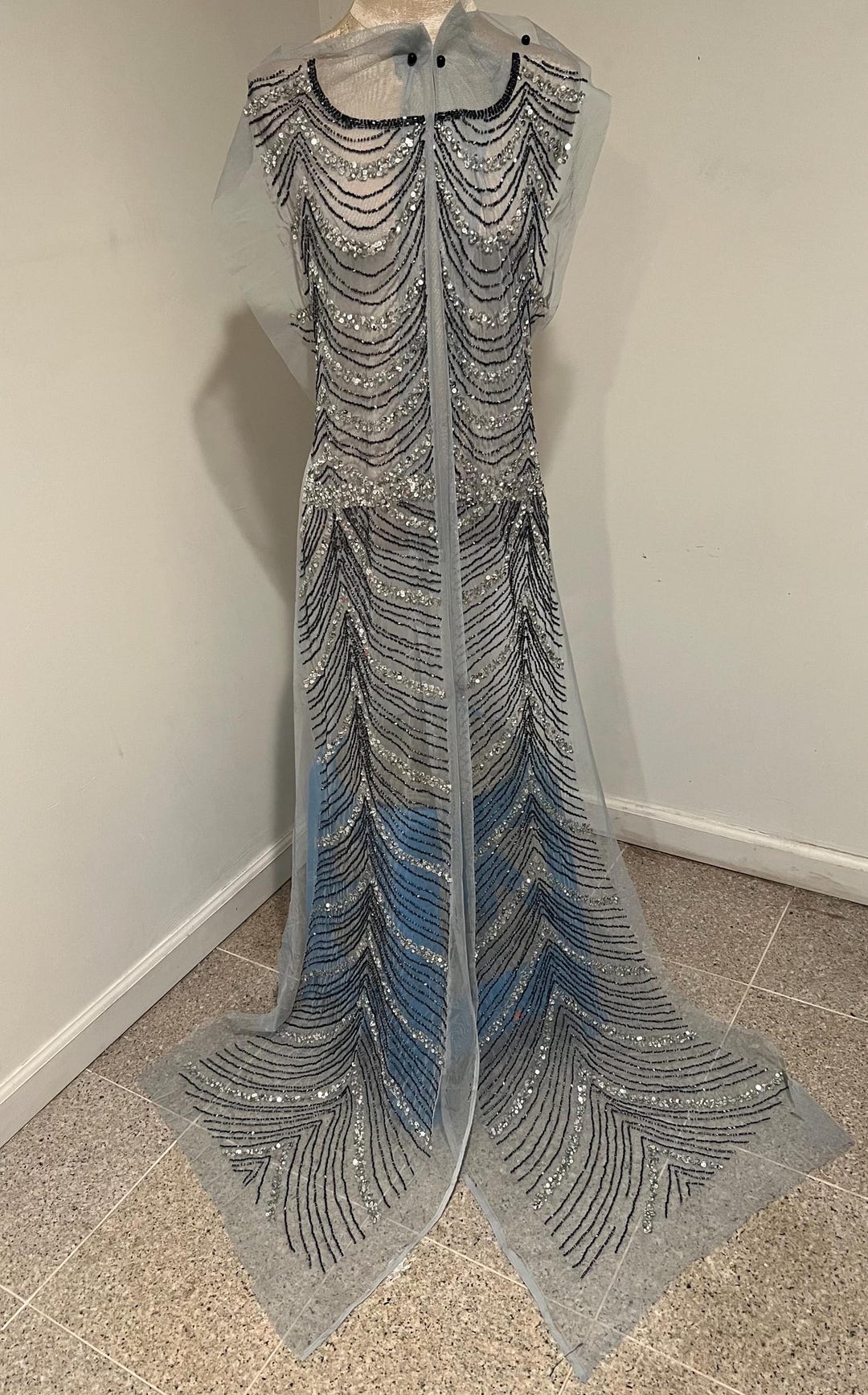 denim evening dress Amazon.com: Stonewashed Softened Pre-Washed Fabric, 100% Cotton Color:POWDER BLUE MORETHAN4W Aria Sequin Floral Embroidered