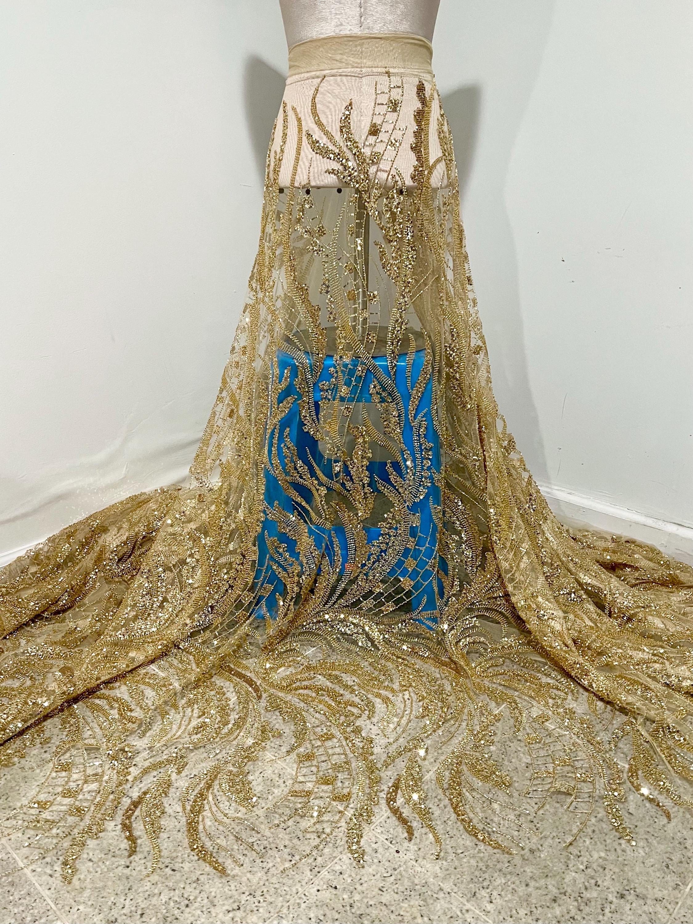 slim fit dress slacks Gold Lace Beaded V-Neck Long Sleeves Ball Gown Wedding Dresses with Chapel  Train, MW154 main image 0
