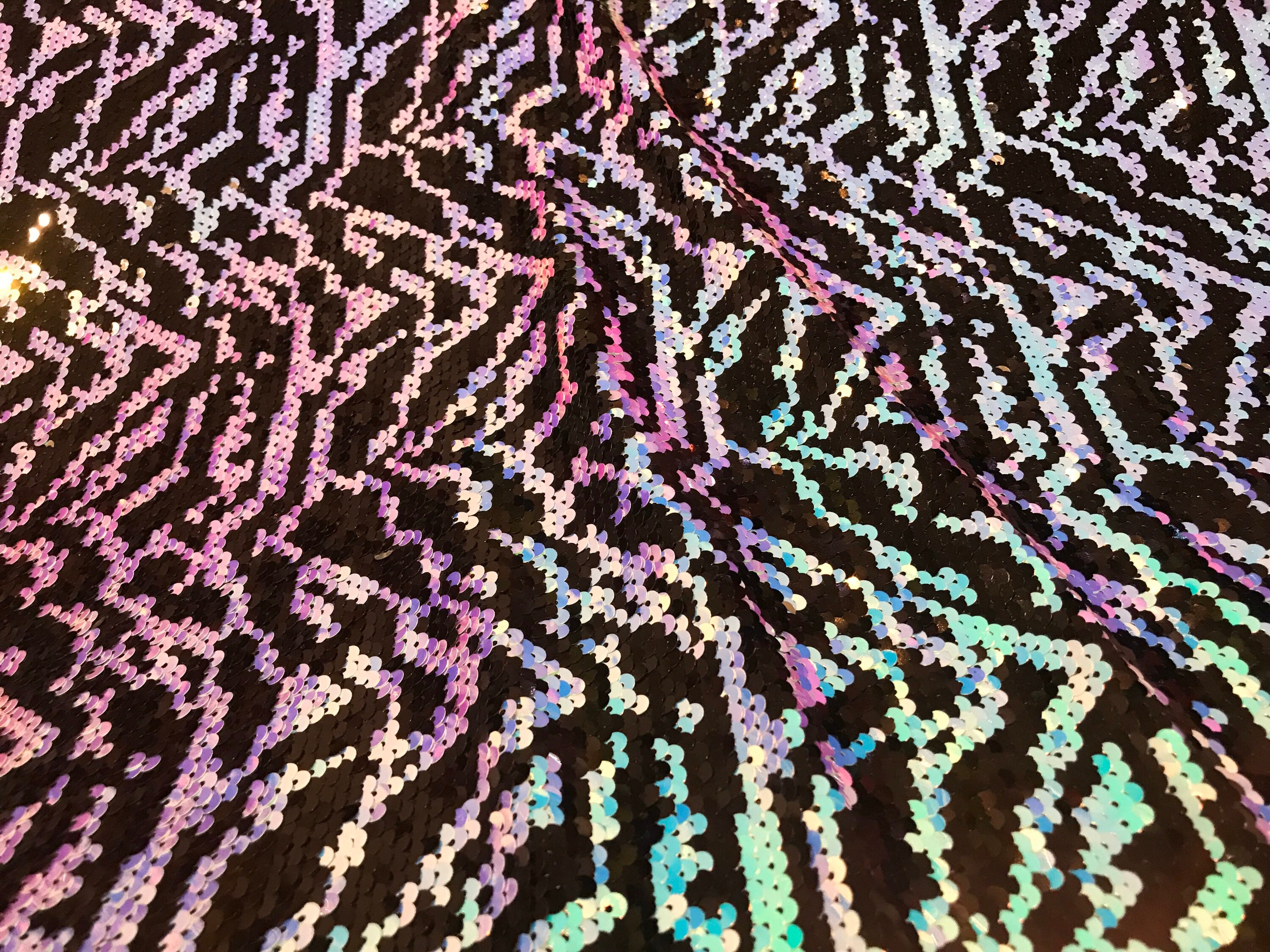 4way Stretch Black Purple Iridescent Sequins Lace Fabric 50 Etsy