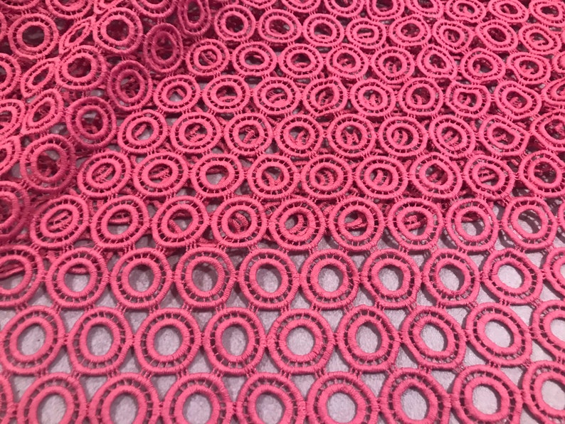Rose pink Corded Embroidery Lace Fabric 50\u201d Width Sold By The Yard