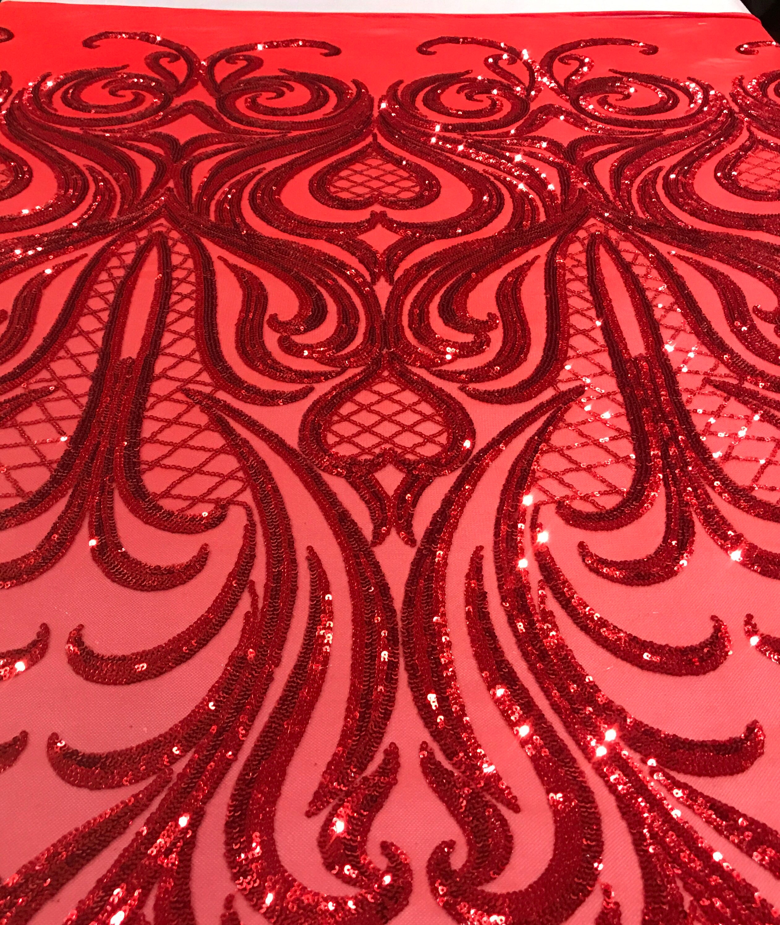 red sequin trousers