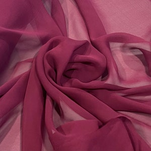 Wine 100% Silk Chiffon Fabric 45” Width Sold By The Yard