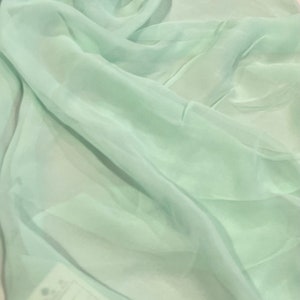 Mint Green 100% Silk Chiffon Fabric 45” Width Sold By The Yard