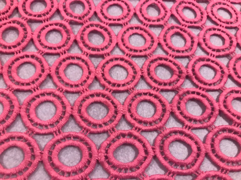 Rose pink Corded Embroidery Lace Fabric 50\u201d Width Sold By The Yard