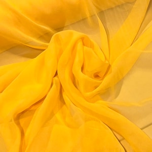 Gele 100% zijde chiffon stof 45" breed Op maat gesneden verkocht