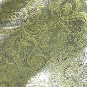 Mint green Gold Paisley Brocade Fabric 45” Width Sold By The Yard