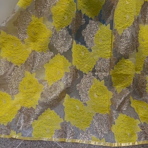 Yellow Gold White  metallic Brocade organza Fabric 58” Width Sold By The Yard