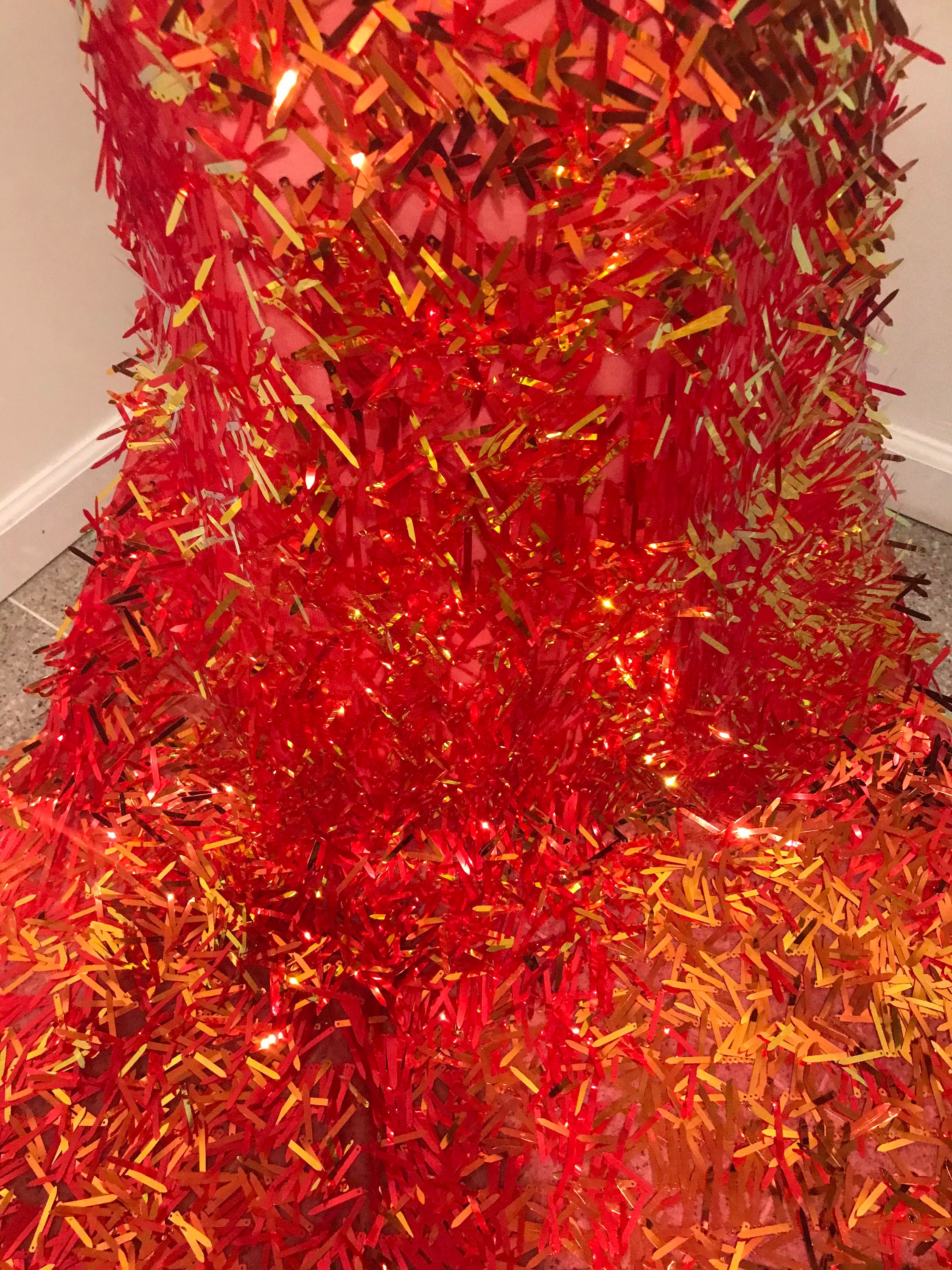 Red Gold 3D Sequins Embroidery Lace Mesh Fabric 50” With Sold by the ...