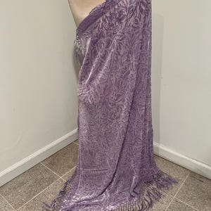 Lavender Silk Chiffon Velvet Burnout Shawl Scarf, 40 x 40 inches