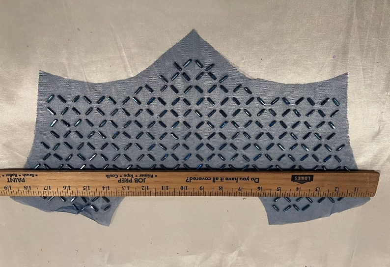 Yoke Ruler Blue Beaded Stretch Mesh Lace Neckline Collar Appliqués 1 Pc - Etsy