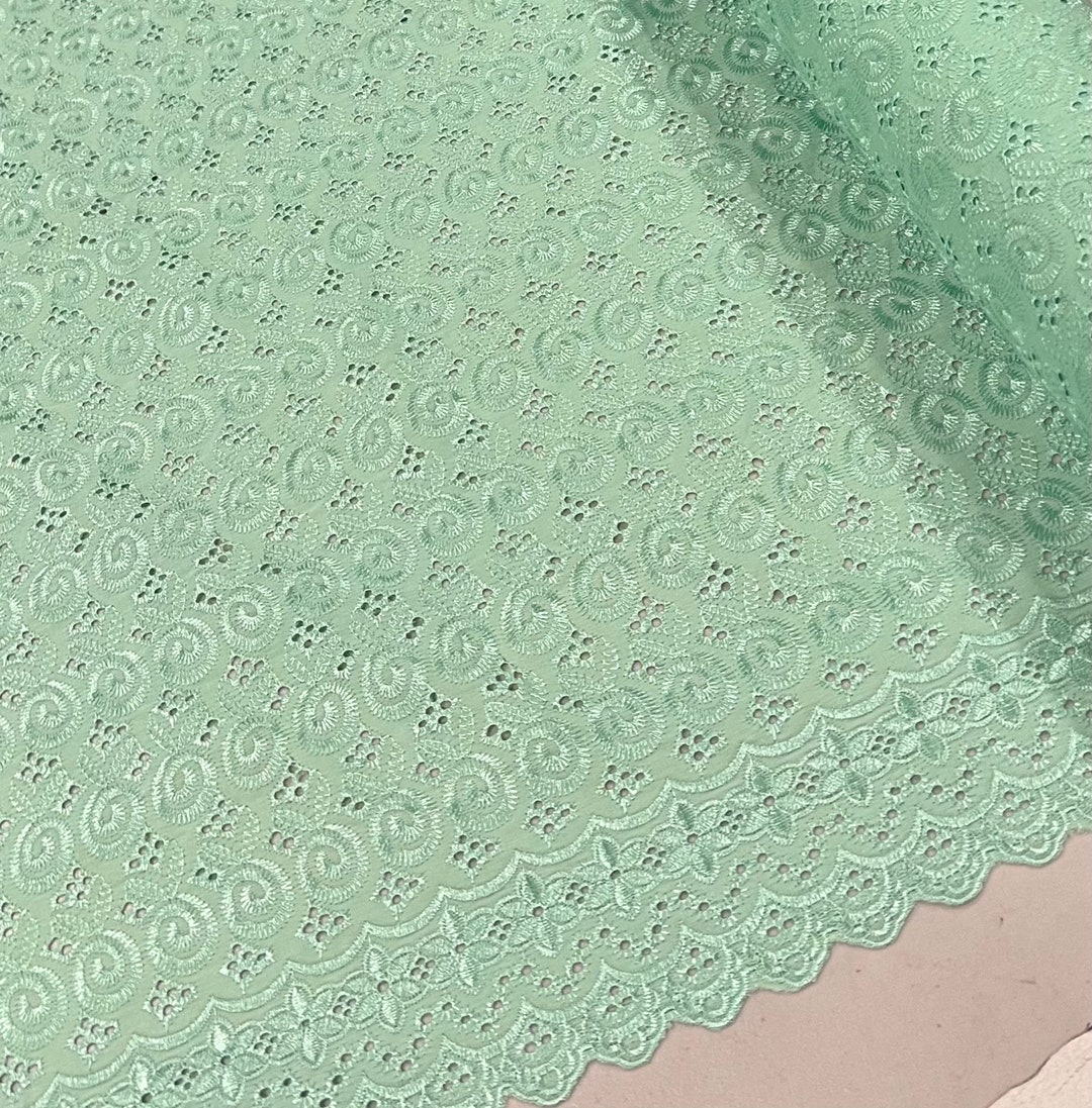 Sea Green Cotton Eyelet Embroidery Fabric 44” Width Sold by the Yard - Etsy