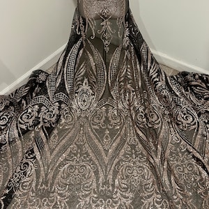 Black Gold  sparkling glitter mesh fabric 50” wide sold by the yard