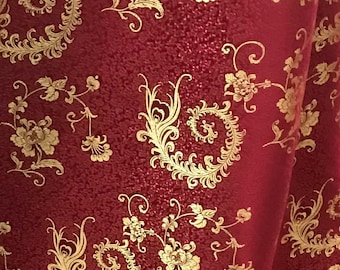 58 Wide Purple Plum Gold Brocade Damask Trellis French Empire Leaf Vine Upholstery Drapery Fabric
