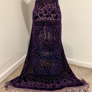 Lila sidenchiffong-sammet Burnout-sjalhalsduk, 100 x 100 cm