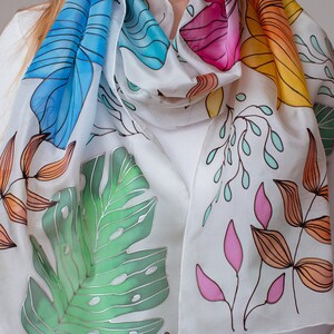 Bunte Sommer Hand bemalt Seidenschal, Blumen Seidenschal, Frauen Seidenschal