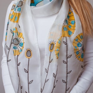 Moderne Hand bemalt Seidenschal, Blumen Seidenschal, Frauen Seidenschal