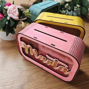 Salvadanaio personalizzato, salvadanaio personalizzato, salvadanaio in legno per bambini con nome, regali di compleanno per bambini, salvadanaio personalizzato
