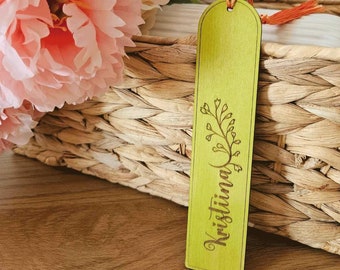 Personalized Wood Bookmark with Tassel, Engraved Plywood Bookmark