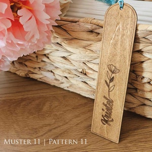 Marcadores de madera personalizados con borlas, marcapáginas de madera personalizado, marcapáginas con patrón único grabado, regalo del Día de la Madre para el lector