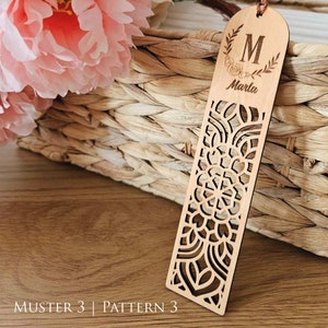 Marcadores de madera personalizados con borlas, marcapáginas de madera personalizado, marcapáginas con patrón único grabado, regalo del Día de la Madre para el lector