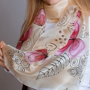 Liebe Hand bemalt Seide Schal | Batik-Schal, Blumen Seidenschal, Anoli Design von Hand bemalt Seide Schal, Luxus Seide Schal kostenloser Versand