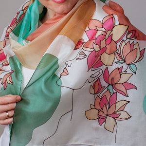 Schönheit von Hand bemalt Seidenschal, Blumen Seidenschal, Frauen Seidenschal