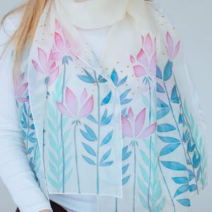 Naturmotiv Handbemalter Seidenschal, Anoli Design Handbemalter Seidenschal, Muttertagsgeschenk, Geschenk für sie, KOSTENLOSER VERSAND