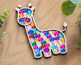 Children's Craft Kit for creating giraffe-shaped refrigerator magnet, Kids Craft Kits, Mosaic making, Kids craft