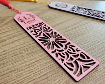 Personalized Wood Bookmark with Tassel, Engraved Plywood Bookmark