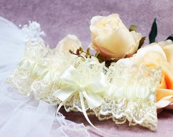 Liga de novia de encaje marfil, liga de novia