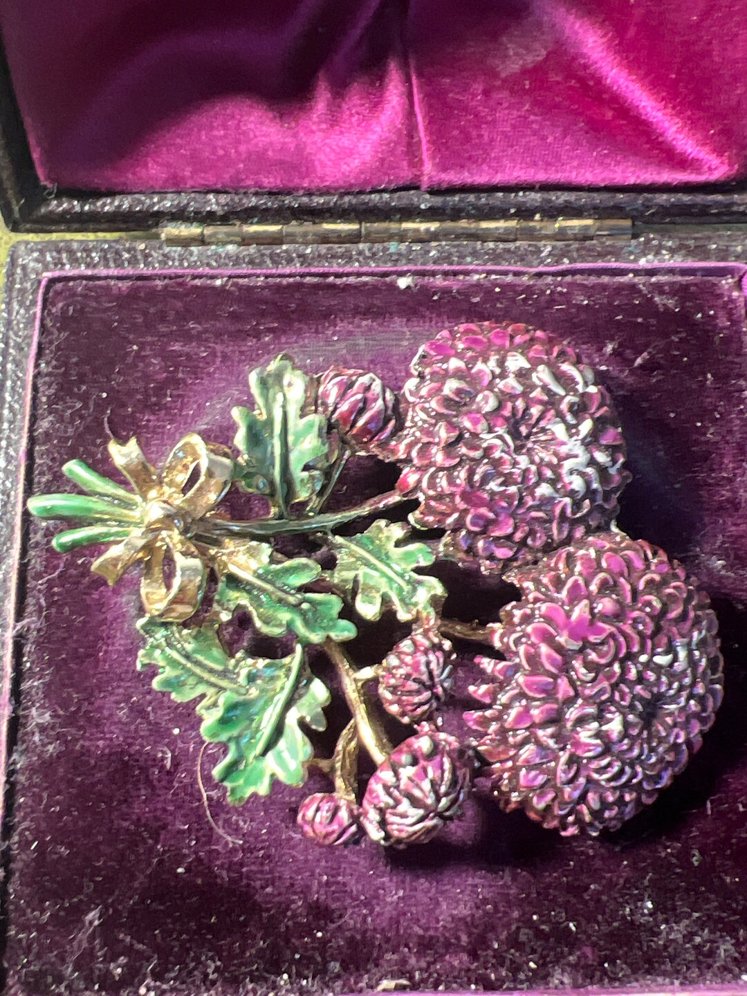 Broche Vintage Fleurs émaillées Style Art Déco - Occasion, Sans Marque - Bijou Ancien