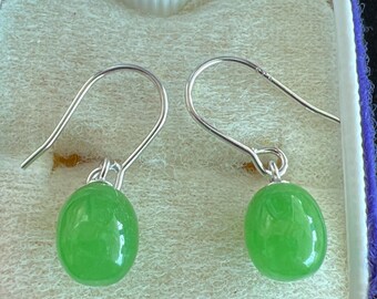 Lovely solid silver real jade earrings