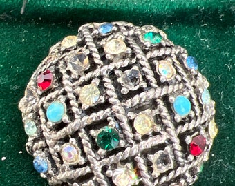 Pretty metal and paste brooch 1950