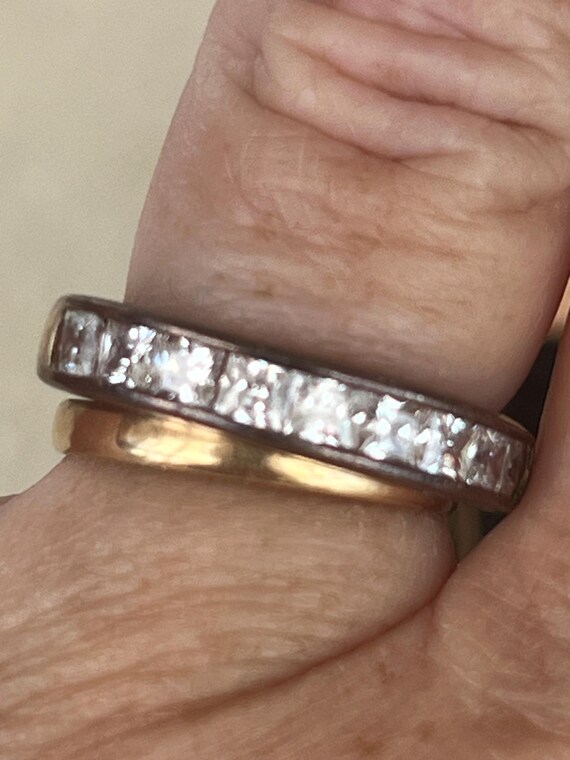 solid silver size O glass ring - image 1